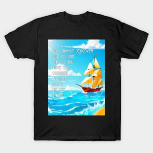 Motivational Nautical Poster: 'Courageous Voyage T-Shirt